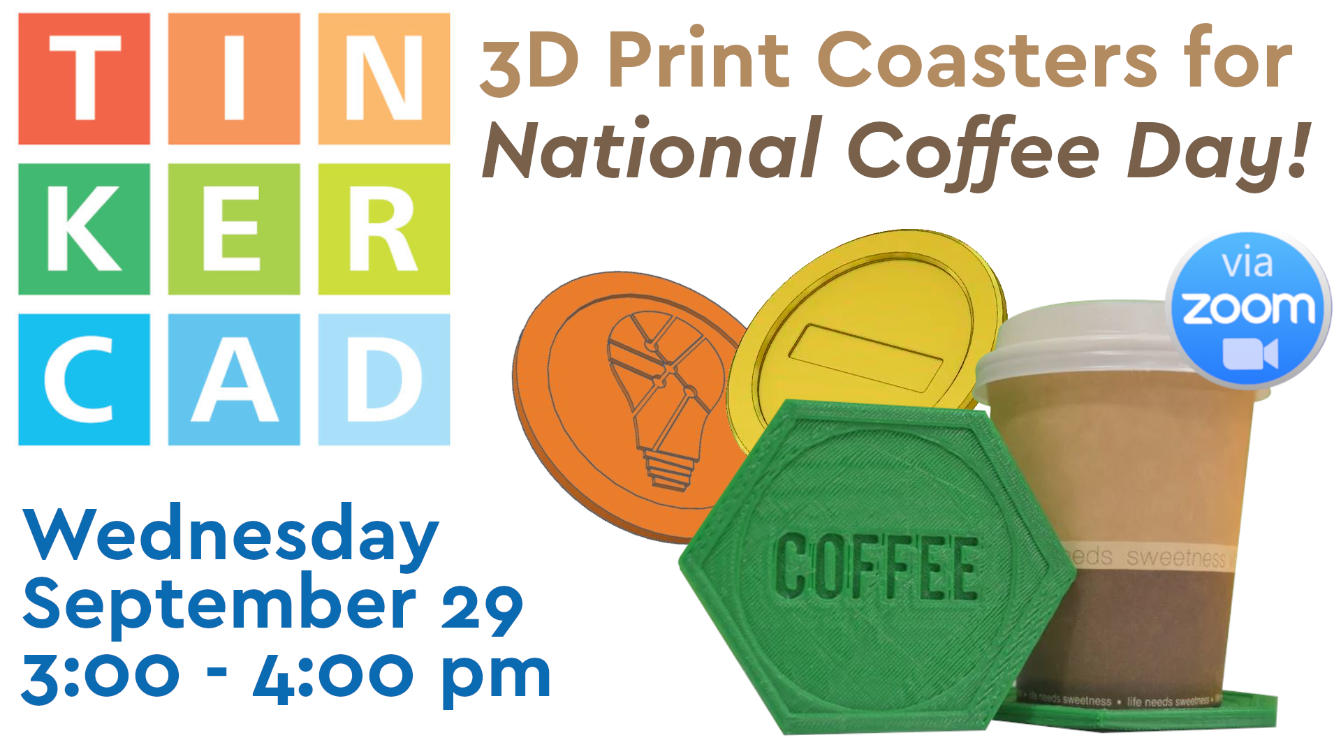 ONLINE 3D Printed Coasters with TinkerCAD! Sayville Library